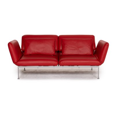 Red Leather Roro 2 Seat Sofa By Brühl, Modern Red Leather Sofa