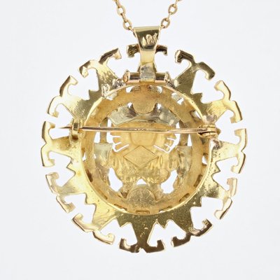 18 Karat Yellow Gold Aztec Brooch 