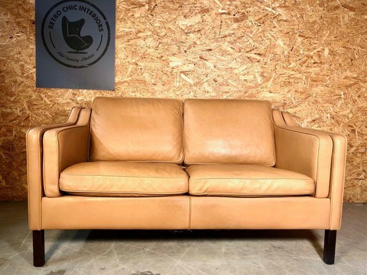 Vintage Danish Mid Century Georg Thams, Light Tan Leather Couch Living Room