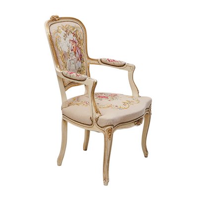 Louis XV style arm chair with needlepoint upholstery.