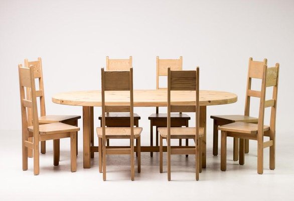Oregon Pine Dining Set By Roland, Oregon Pine Dining Room Table And Chairs