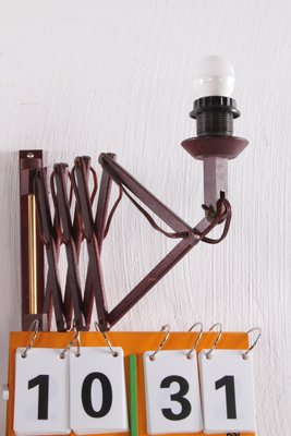 Vintage Wall Harmonica Lamp Teak Denmark 1960s