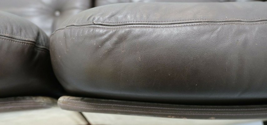 Brown Leather Suede 3 Seater Sofa, Metallic Silver Leather Sofa