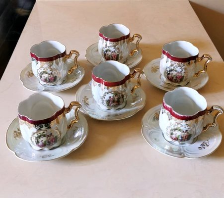 Tazze da tè con piattini di G. Andlovitz per Società Ceramica Italiana  Laveno, set di 12 in vendita su Pamono