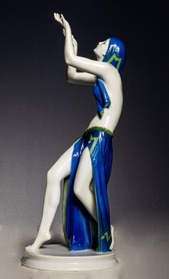 Figurine Rosenthal Art Déco Danseuse De Temple Par Gustav Oppel, Porcelaine, 1927-1935