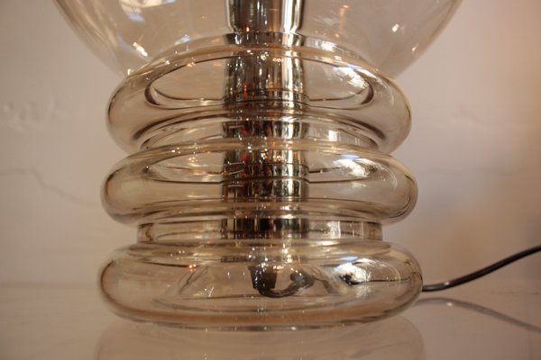 Large smoked glass table lamp deals