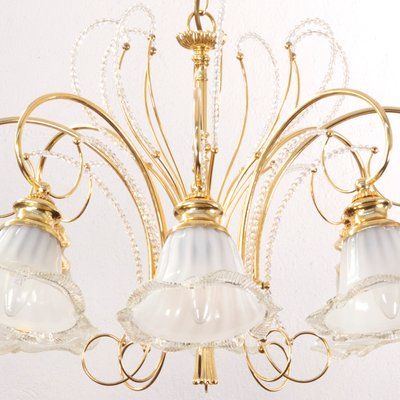 Vintage Italian Polished Gold Plated, Crystal Chandelier Glass Replacement Shades
