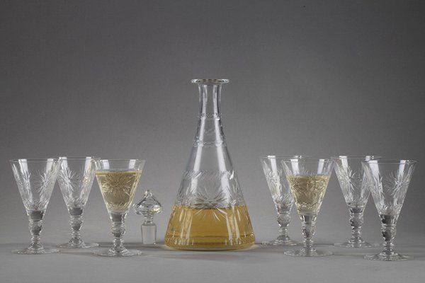 Vintage Wine Carafe ~ Pitcher with 4 matching Wine Glasses, 1950's