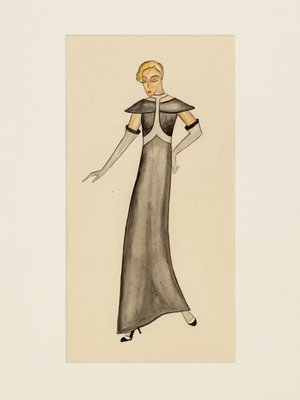 Dibujos de moda Art Déco IV, años 20, Gouache sobre papel, enmarcado. Juego  de 3 en venta en Pamono
