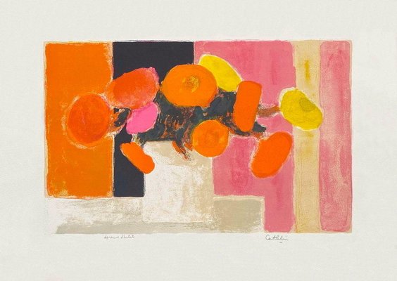Bernard Cathelin Bouquet D Anniversaire Aux Dix Fleurs 1968 Lithograph On Arches Paper For Sale At Pamono