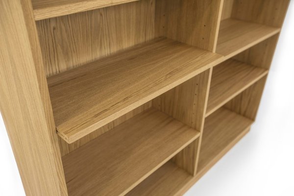 Scandinavian Oak Bookcase For At, Short And Wide Wooden Bookcase