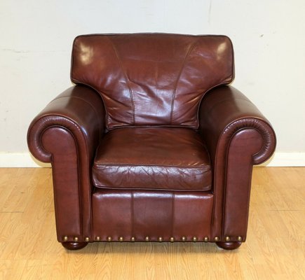 Berrington Leather Burdy Armchair, Thomasville Leather Swivel Recliner With Ottoman