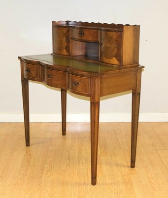 Hardwood Writing Desk With Leather Top, Vintage Wooden Desk With Leather Top
