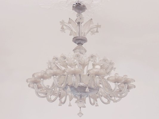 Large Murano Glass Chandelier With, Chandelier With Flowers And Leaves