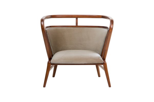 Empire Camel Velvet Armchair by Javier Gomez for sale at Pamono