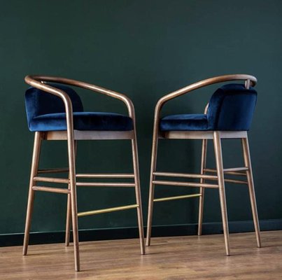 Blue velvet counter stools deals
