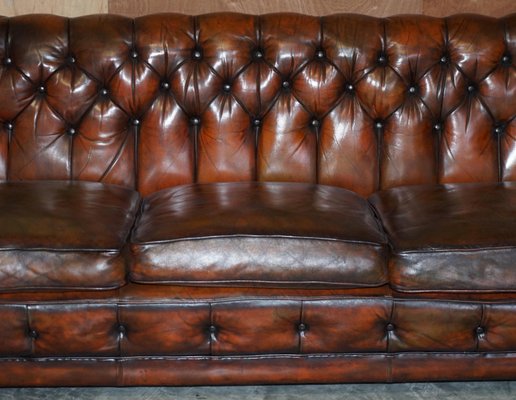 Art Deco Brown Leather Chesterfield