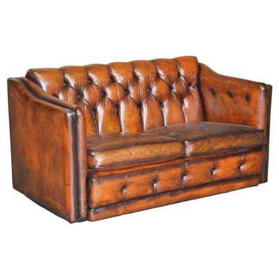 Art Deco Brown Leather Chesterfield 1920s For At Pamono Art Deco Brown Leather Chesterfield, Art Deco Leather Sofa Bed