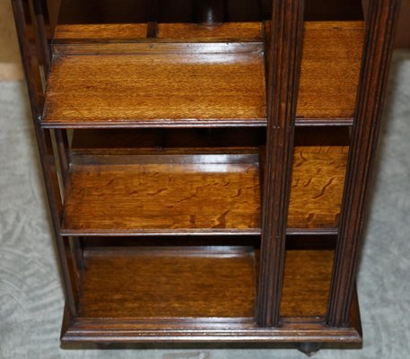 Victorian Oak Revolving Bookcase Book, Antique Barrister Bookcase With Desk