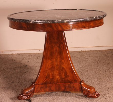 Antique Empire Pedestal Table in Saint Anne Marble