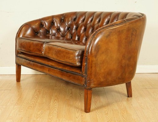 Hand Dyed Whiskey Brown Leather Two, Second Hand Leather Sofas