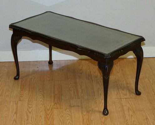 Vintage Coffee Table With Embossed, Painted Queen Anne Side Table