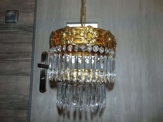 Vintage Glass Crystal Chandelier By, Waterford Crystal Hanging Chandelier