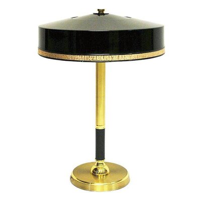 Brass Table Lamp With Black Shade By C, Brass Lamps With Black Shades