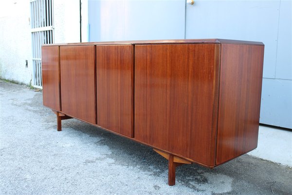 Italian Minimal Italain Solid Teak Wood Sideboard with Doors 1950s