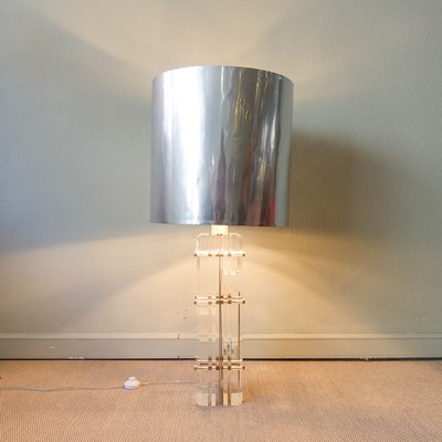 Large Acrylic Glass And Polished Aluminum Table Floor Lamp By Noel B C For At Pamono Polished Aluminum Table Floor Lamp, Drexel Heritage Genuine Crystal Lamps