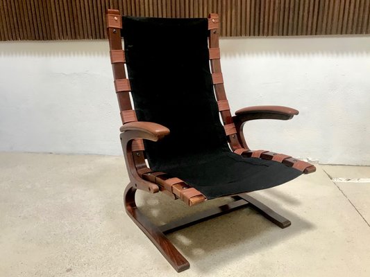 Scandinavian Leather Lounge Chair by Elsa & Nordahl Solheim for