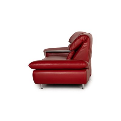Danish Red Leather Barbardos 2 Seat, Red Leather Loveseat Recliner Chair