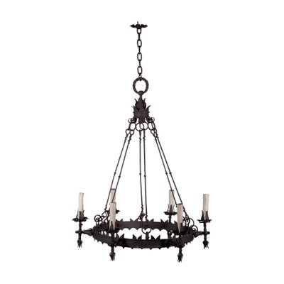 Wrought Iron Chandelier For At Pamono, Classic Black Wrought Iron Chandelier