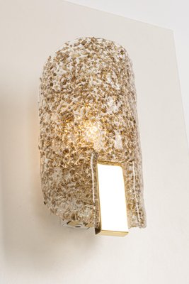 Ice Glass Vanity Sconces In Brass by Hillebrand Ice Glass Vanity Sconces In Brass by Hillebrand