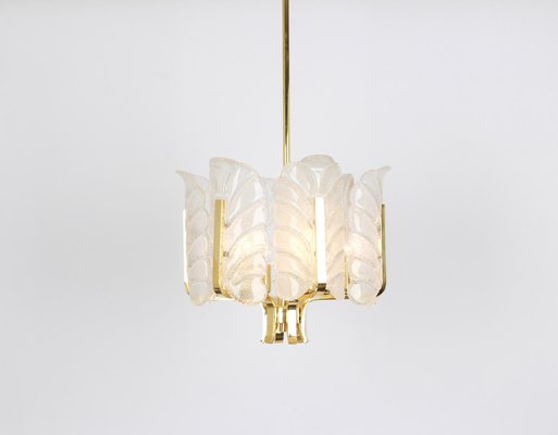 Murano Glass Leaves Chandelier By Carl, White Murano Glass Leaf Chandelier