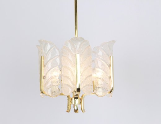 Murano Glass Leaves Chandelier By Carl, White Murano Glass Leaf Chandelier