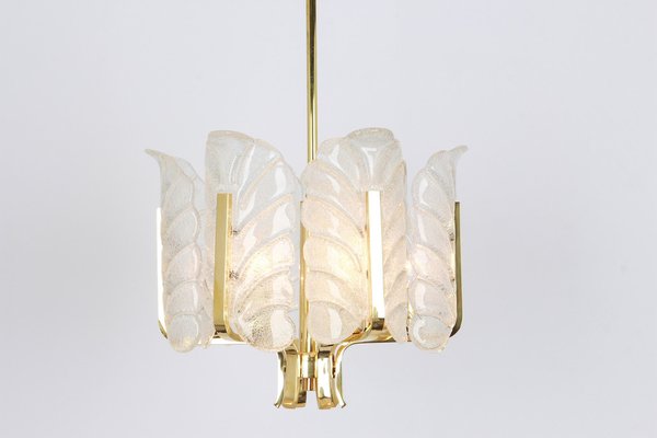 Murano Glass Leaves By Carl Erlund, White Murano Glass Leaf Chandelier