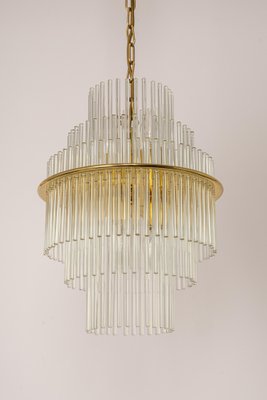 Suspension dorée en verre ambré au design cannelé - Leonora