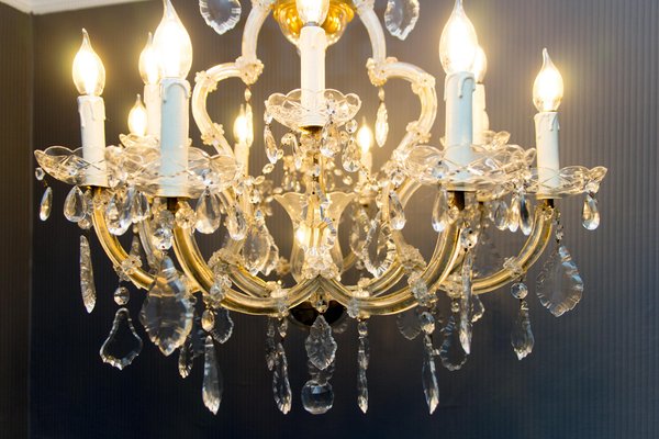 Thirteen Light Crystal Chandelier In, Crystal Real Candle Chandeliers Uk