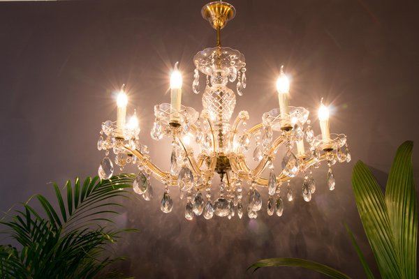 Eight-Light Crystal Chandelier in the Style of Maria Theresa for
