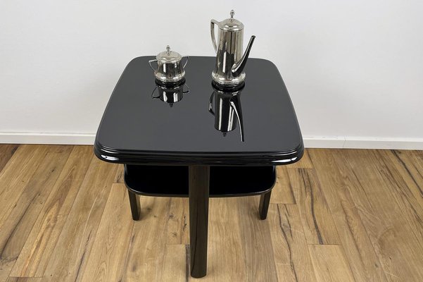 Art Deco Side Table in High Gloss Black Lacquer 1940s Germany