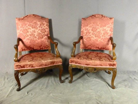 Large Louis XV Armchairs Set of 2