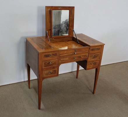 Coiffeuse Art Nouveau en Merisier et Marbre avec Miroir et Chaise, Set de 3  en vente sur Pamono