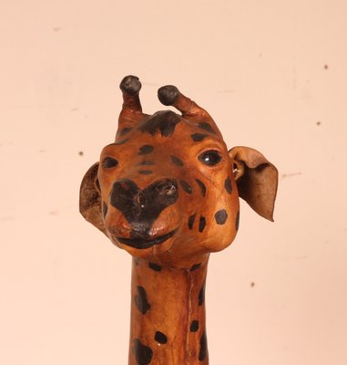 Beautiful Antique Vintage Leather Covered Giraffe 