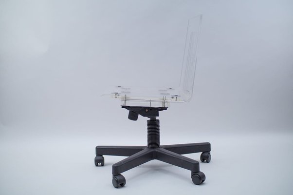 Acrylic Glass Desk Chair 1990s, Gray Acrylic Desk Chairs