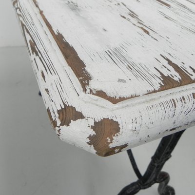 Bistro Tisch mit Holzplatte Gestell kaufen bei Pamono auf Gusseisen