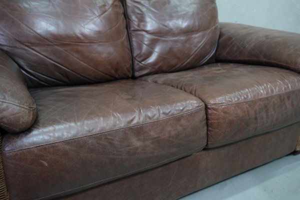 Italian Rattan And Leather Sofa 1970s, How Much To Restuff A Leather Sofa