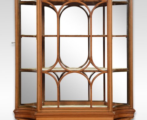 Large Painted Satinwood Wall Hanging Display Cabinet for sale at