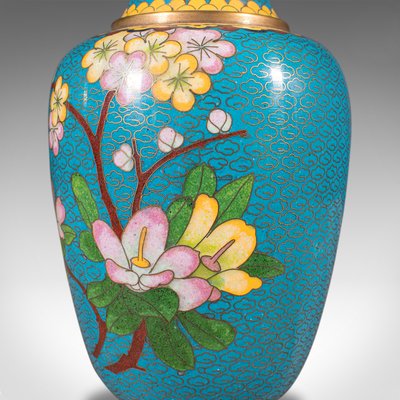 Vintage Chinese Cloisonne Posy Vases, 1940, Set of 2 for sale at