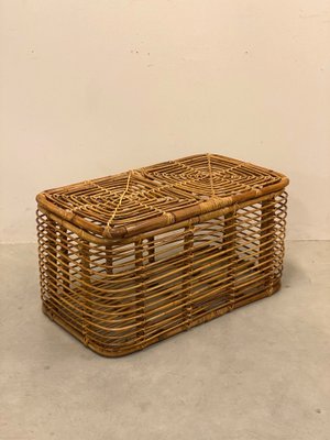 Bamboo and Wicker Basket, 1970s for sale at Pamono
